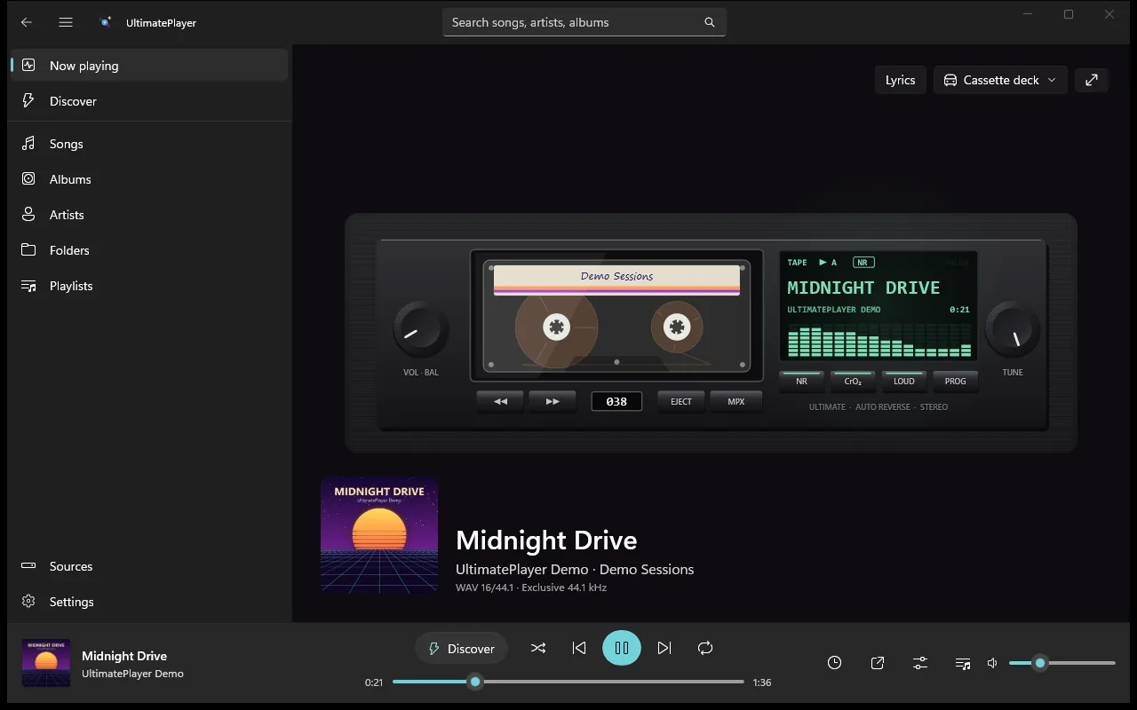 La visualización Casetera de los 80 con pantalla verde