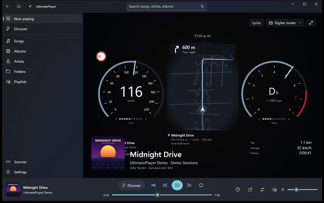 La visualización Tablero digital: una carretera construida a partir de la canción